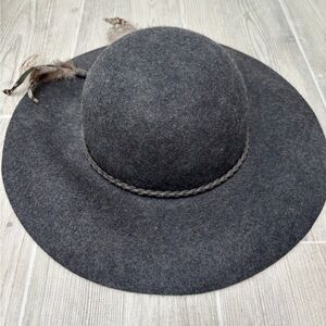 Elegant Gray Wool Felt Feather Tasselled Women's Hat - INDIGO brand
